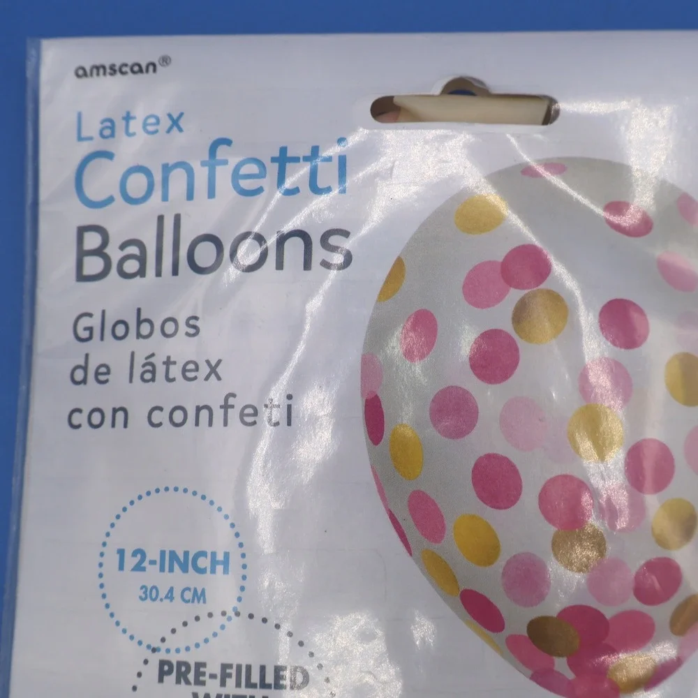 Amscan Latex Confetti Balloons 12 In. 6 Pre Filled With Confetti Pink Gold White